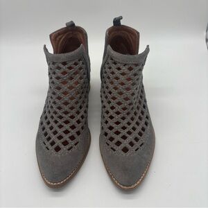 Jeffrey Campbell Gray Suede  Taggart Cutout Ankle Booties